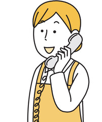 電話をする女性　シンプルイラスト