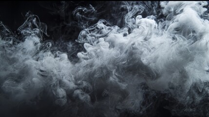 image collage of grey smoke over black dark background     