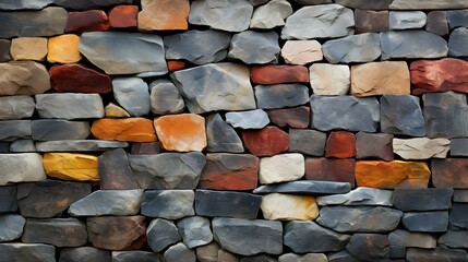 Close up of a Stone Wall Texture in multiple Colors. Rustic Background