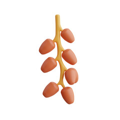 3D Dates Model Savoring the Richness of Middle Eastern Fruits. 3d illustration, 3d element, 3d rendering. 3d visualization isolated on a transparent background