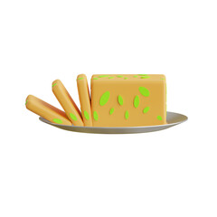 3D Halva Model Timeless Treats of Middle Eastern Cuisine. 3d illustration, 3d element, 3d rendering. 3d visualization isolated on a transparent background