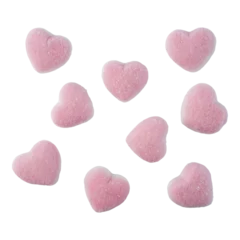 Gordijnen Heart shaped sugar coated gummy candy isolated transparent © panadesignteam