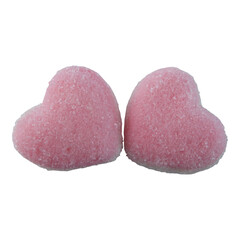 Heart shaped sugar coated gummy candy isolated transparent