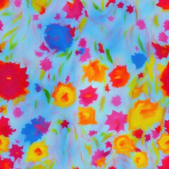 Obraz na płótnie Canvas Acrylic flowers. Abstract seamless pattern. AI generated.
