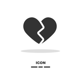 Heart breaking icon in black colour