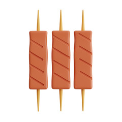 3D Shish Taouk Model Rich Flavors of Marinated Chicken Skewers. 3d illustration, 3d element, 3d rendering. 3d visualization isolated on a transparent background