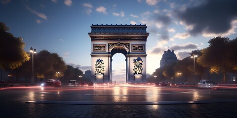  French Arc de Triomphe，AI - obrazy, fototapety, plakaty
