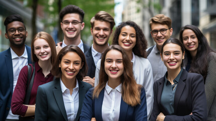 Obraz premium Dynamic Minds: A Group of College/University Students or Young Professionals in Action