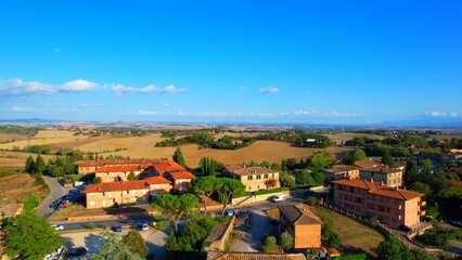 Fototapeta na wymiar Tuscany - Italy - Aerial view over the Tuscan landscape south of Siena