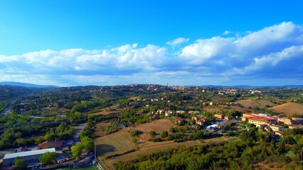 Obraz premium Tuscany - Italy - Aerial view over the Tuscan landscape south of Siena