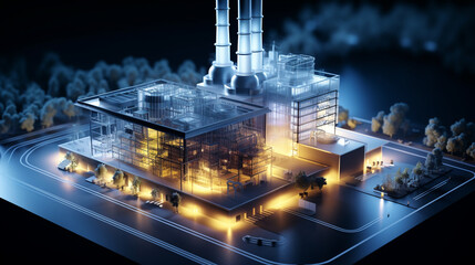Efficiency Unveiled: Transparent Model of Manufacturing Facility Illustrating Energy and Resource Operations