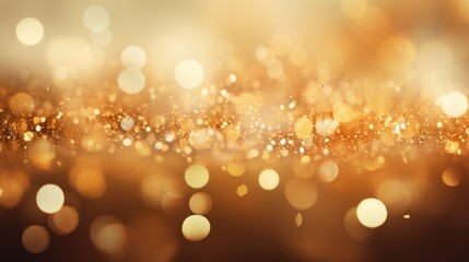 Golden colored background banner bokeh effect - Generative AI
