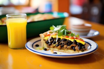 vegetarian torta with black beans and corn