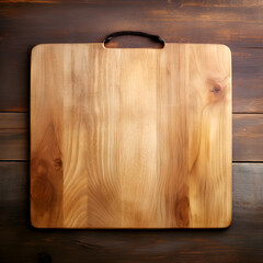 Wooden cutting board on wood background. wood texture. Flat lay top view.