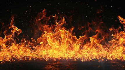 Fototapeta na wymiar fire flames burning on black background