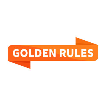 Golden Rules In Orange Ribbon Rectangle Shape For Important Rule Detail Information Announcement

