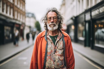 Handsome senior tourist man exploring the city of London, UK