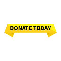 Donate Today Yellow Rectangle Ribbon Shape For Philanthropy Gift Donation Charity Promotion
