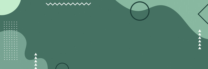 Vibrant Green Abstract Background with Dynamic Waves and Memphis Design