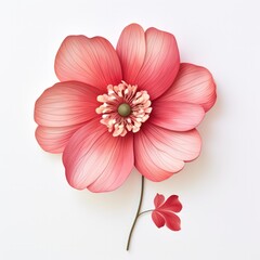 Realistic soft red pastel unique flower on a white background