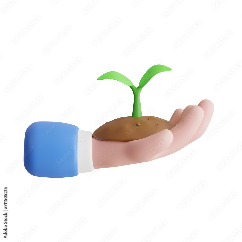 Poster 3d growth model cultivating potential igniting progress. 3d illustration, 3d element, 3d rendering. 