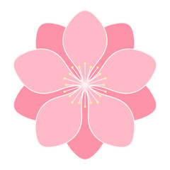 Sakura, cherry, plum, apricot, peach, apple blossom, flower, bloom, isolated. Floral design element, logo, icon. Line art style vector illustration. Spring promotion, seasonal sale, advertising