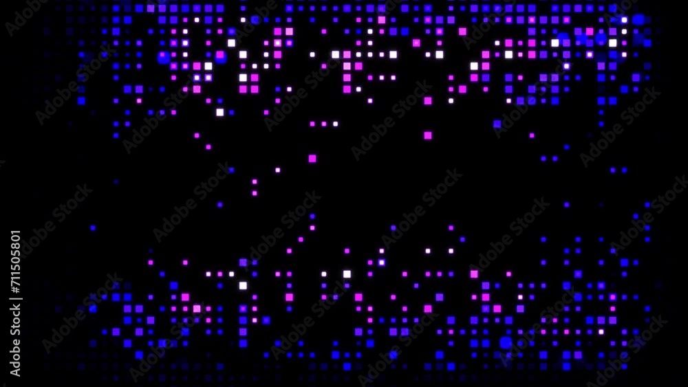 Poster glow pink blue mosaic pixel led digital grid lights animation on black abstract technology backgroun