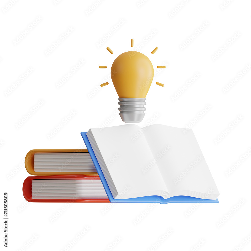 Poster 3d knowledge model empowering minds and inspiring growth. 3d illustration, 3d element, 3d rendering.