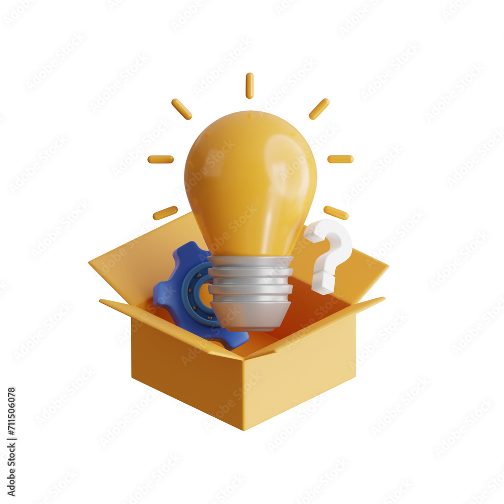 Poster 3d think out of the box model embracing creativity and innovation. 3d illustration, 3d element, 3d r