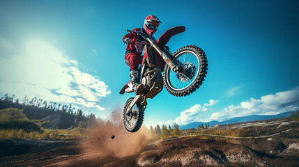 Canyon Flight: Capturing the Excitement of Mid-Air Motorcycle Stunts