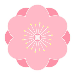 Sakura, cherry, plum, apricot, peach, apple blossom, flower, bloom, isolated. Floral design element, logo, icon. Line art style vector illustration. Spring promotion, seasonal sale, advertising