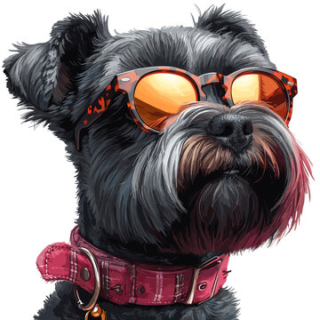 A Bouvier Des Flandres In Robust Outdoor Eyewear, Isolate Images White Background