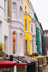 london the uk england britain colorful houses buildings notting hill portobello road elegant posh yellow purple pastel cute lovely winter 