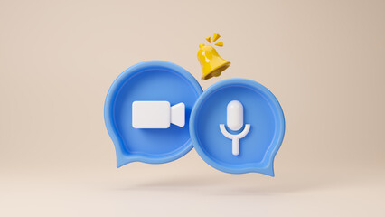 Business planning ,events, reminder and time manangement concept, schedule notification. meeting reminder. Online meeting, web chatting concept. Calendar with an alarm clock and bell icon.3d rendering