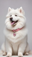 white pomeranian dog on white background 