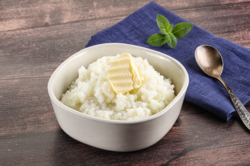 Homemade rice porridge with butter