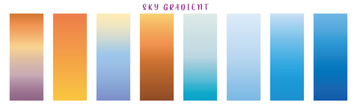 Pastel gradient smooth and vibrant soft color background set for devices, pc and modern smartphone screen soft pastel color backgrounds vector ux and ui design illustration isolated on white