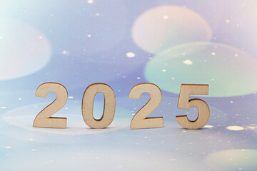 The year 2025 on wooden letters