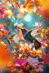 Graceful Hummingbird in Motion, spring art