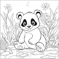 Panda Coloring Page, Ai Generative