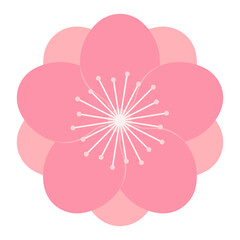 Sakura, cherry, plum, apricot, peach, apple blossom, flower, bloom, isolated. Floral design element, logo, icon. Flat style vector illustration. Spring promotion, seasonal sale, advertising