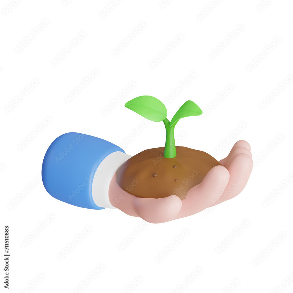 Poster 3d growth model cultivating potential igniting progress. 3d illustration, 3d element, 3d rendering. 
