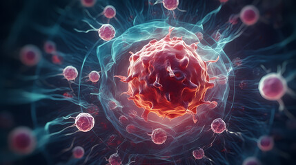 Obraz premium Virus cells abstract science concept, medical research background