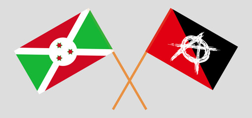 Crossed flags of Burundi and anarchy. Official colors. Correct proportion