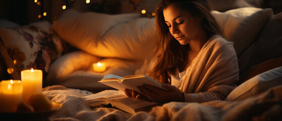 Cozy Reading Nook with Warm Lantern Light