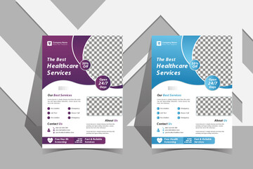 Gradient hospital flyer template design