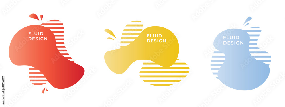 Poster set of modern abstract vector banners. flat geometric shapes of different colors with black outline 
