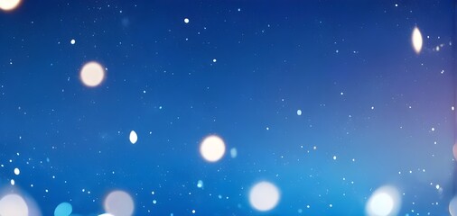 Festive starry sky background with blue light bokeh