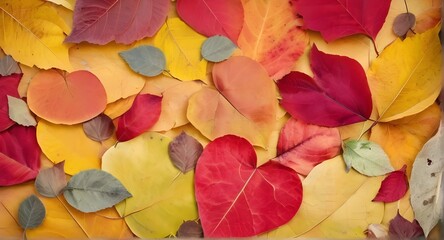 Fototapeta na wymiar Leaves in the Shape of Heart Background