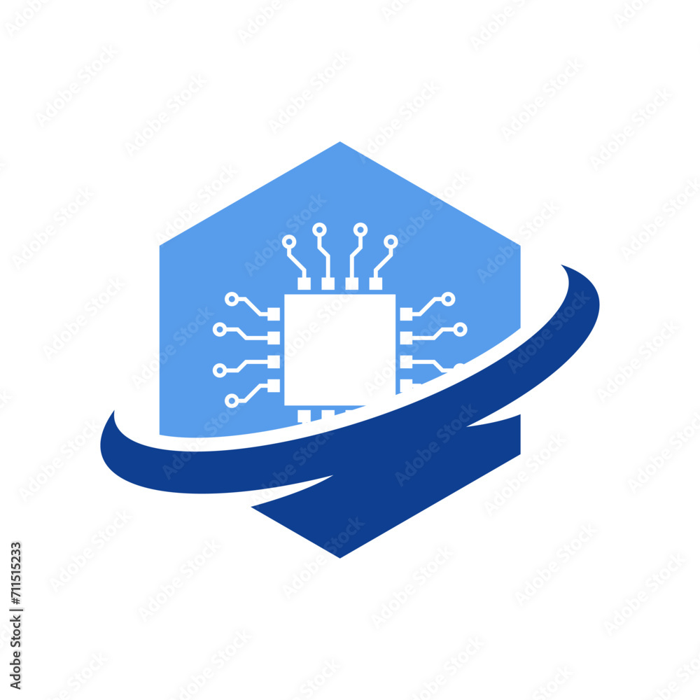 Poster processor logo icon. processor circuit vector